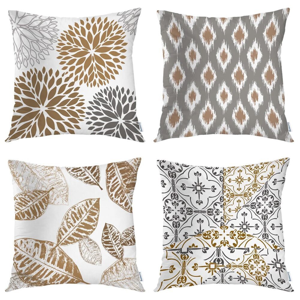 2670 Leaf Geometric Coffee Throw Pillow Covers, New Living Series